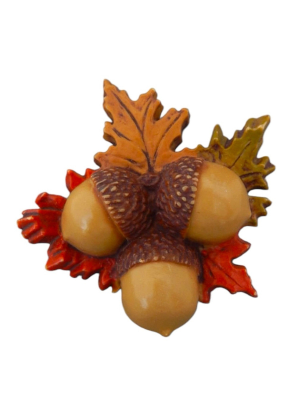 Vintage Hallmark Cards Brooch Pin Thanksgiving Autumn Fall Oak Leaves Acorns